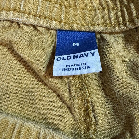 Old Navy Linen Pants Womens M Mustard Yellow Elastic Waist Boho Coastalcore - Picture 3 of 9